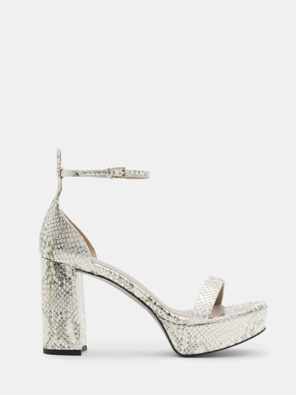 AllSaints Zig Snake Leather Platform Heel Sandal